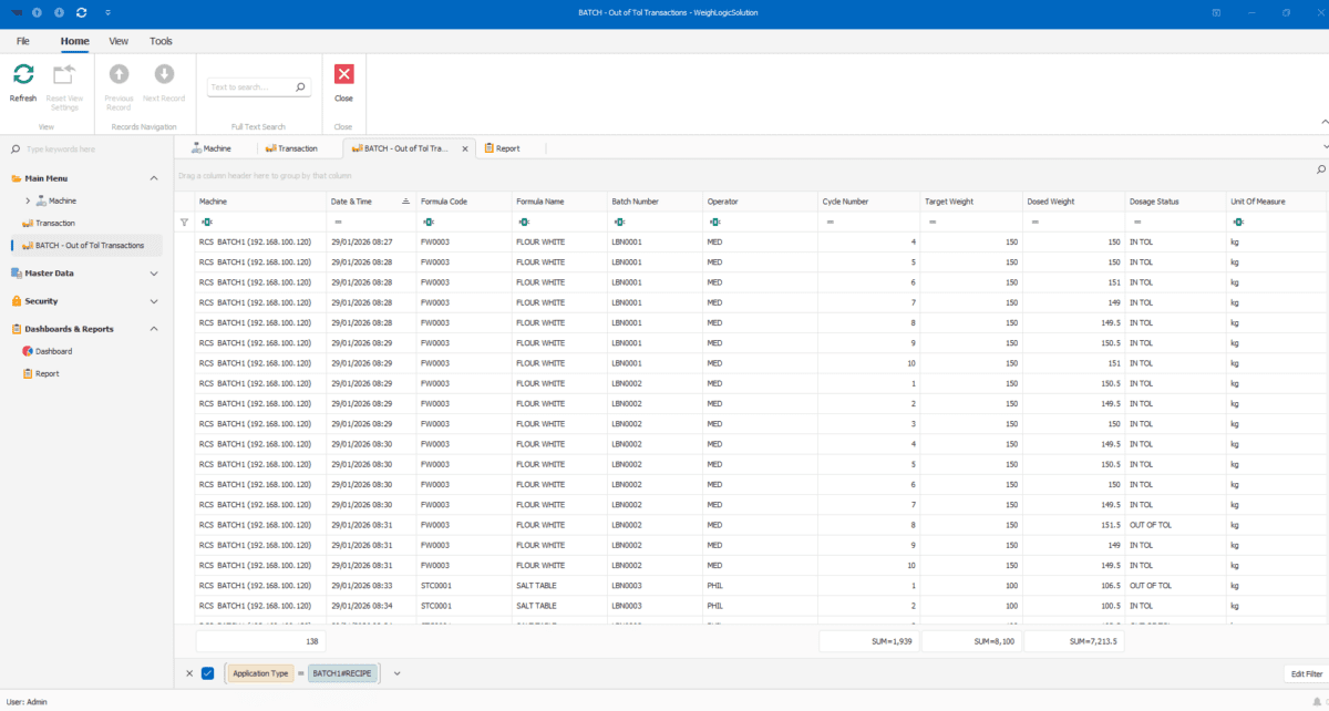 WeighLogic Transaction View